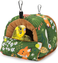 Wontee Bird Nest House Winter Warm Snuggle Hut Bird Bed Hanging - Small / Green