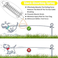 Jenico Dog Tie Out Cable, 10/15/20/30/40/50/70/100/150FT Runner Cable with Swivel Hook and Shock Spring, Yard and Camping Dog Leash Run Tether, Small to Medium Pets Up to 500 LBS