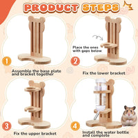 18 Pcs Hamster Cage Accessories Set with Hamster Wheel Maze House – Essentials for Small Pets - Natural Log Style - image 4