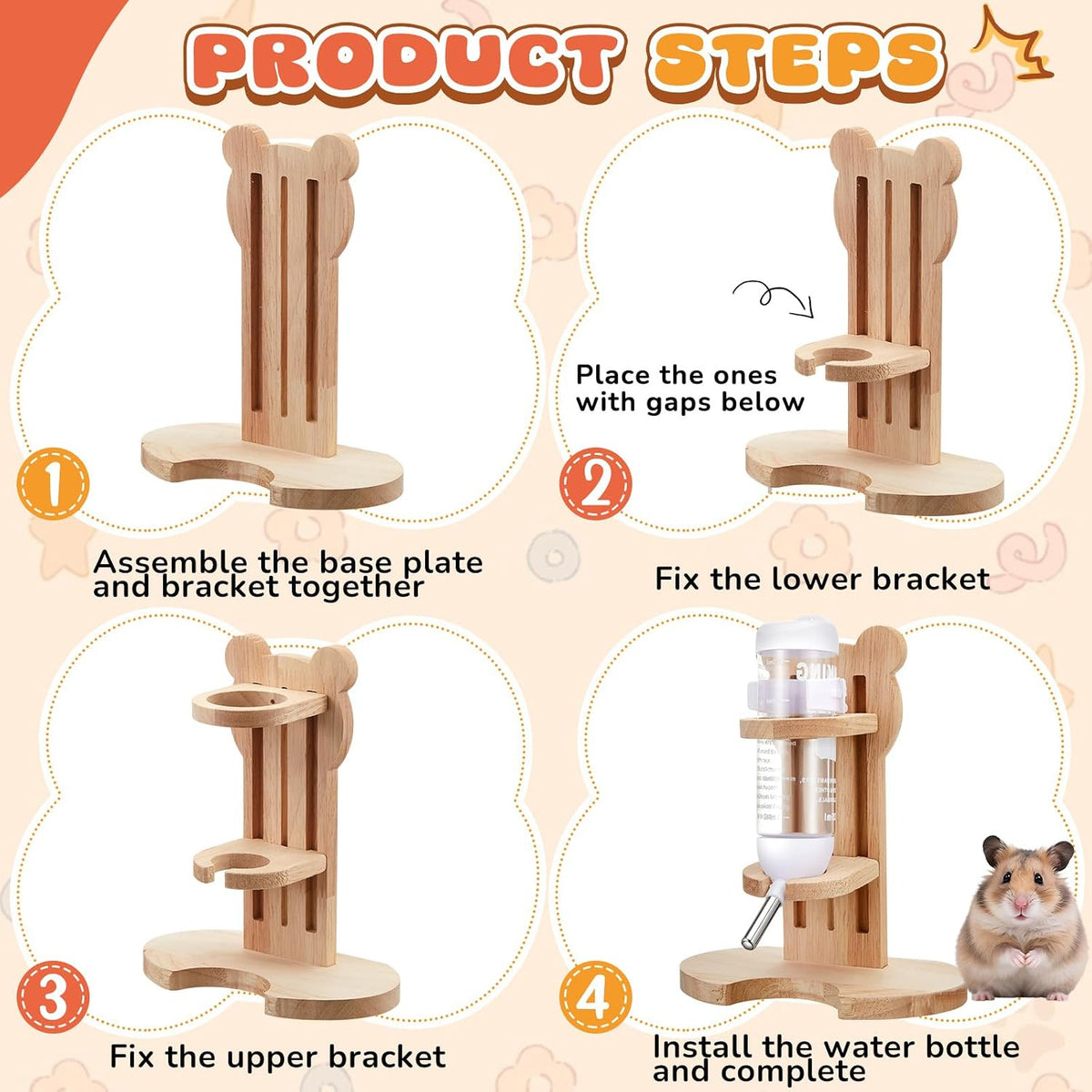 18 Pcs Hamster Cage Accessories Set with Hamster Wheel Maze House – Essentials for Small Pets - Natural Log Style - image 4