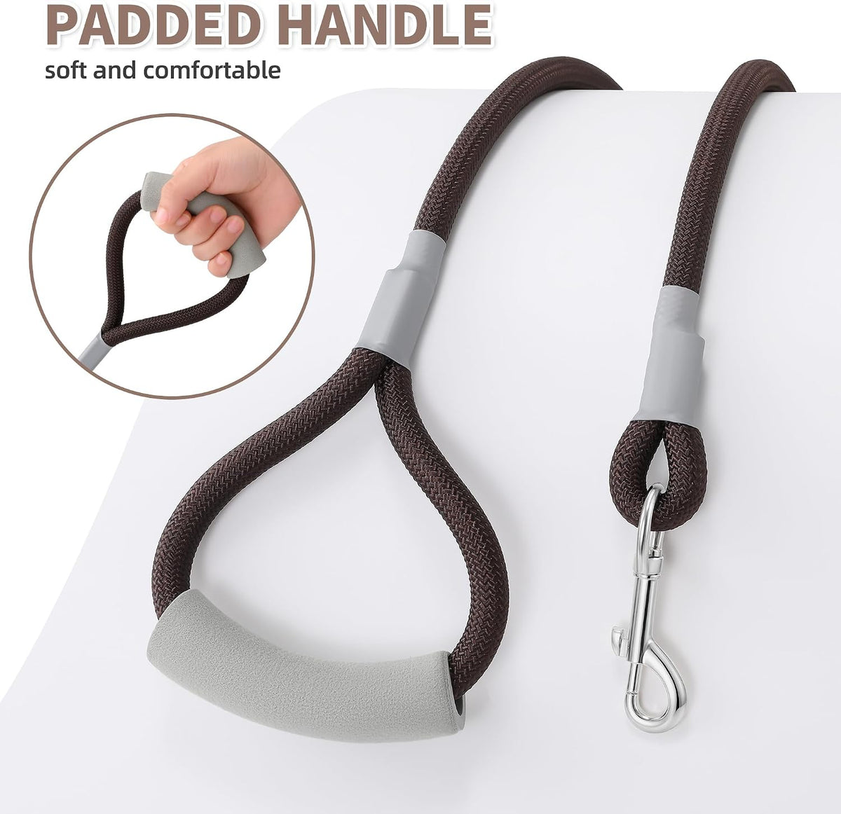 Mile High Life Dog Leash, with Padded Handle - Deep Brown / 4 Feet - image 3