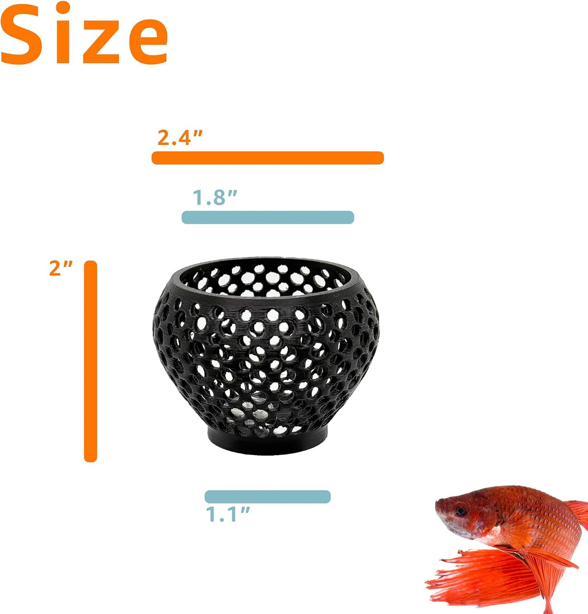 CTWPets Betta Bulb Hide 2.0, Betta Bed & Aquarium Cave - Stealth Black - image 2