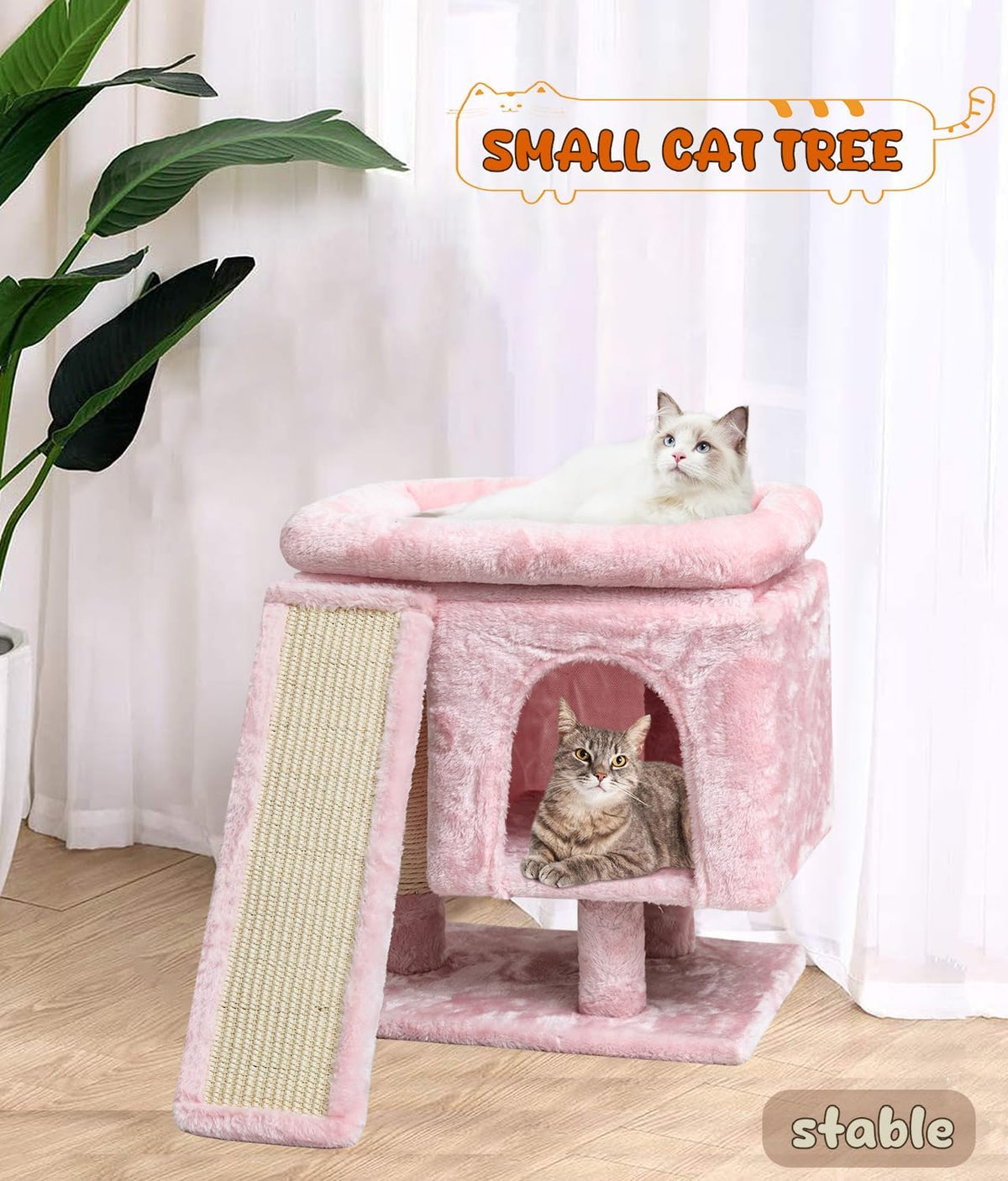 SYANDLVY Gothic Cat Tree with Coffin Bed for Indoor Cats - Pink - image 2