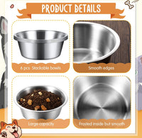 Yahenda 6 Pcs Stainless Steel Metal Dog Bowls Bulk Replacement Basic - 8.3 Inch - image 3