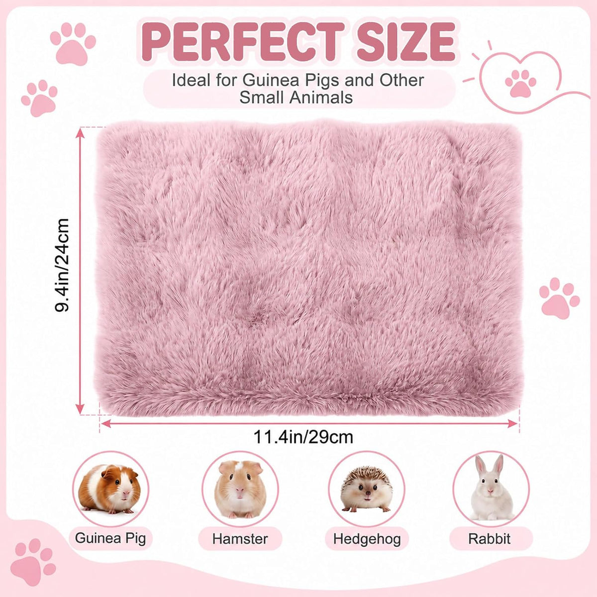 Jetec 3 Pcs Guinea Pig Beds, Fleece Small Animal Mats - Bubble Fleece / Winter / Pink - image 2