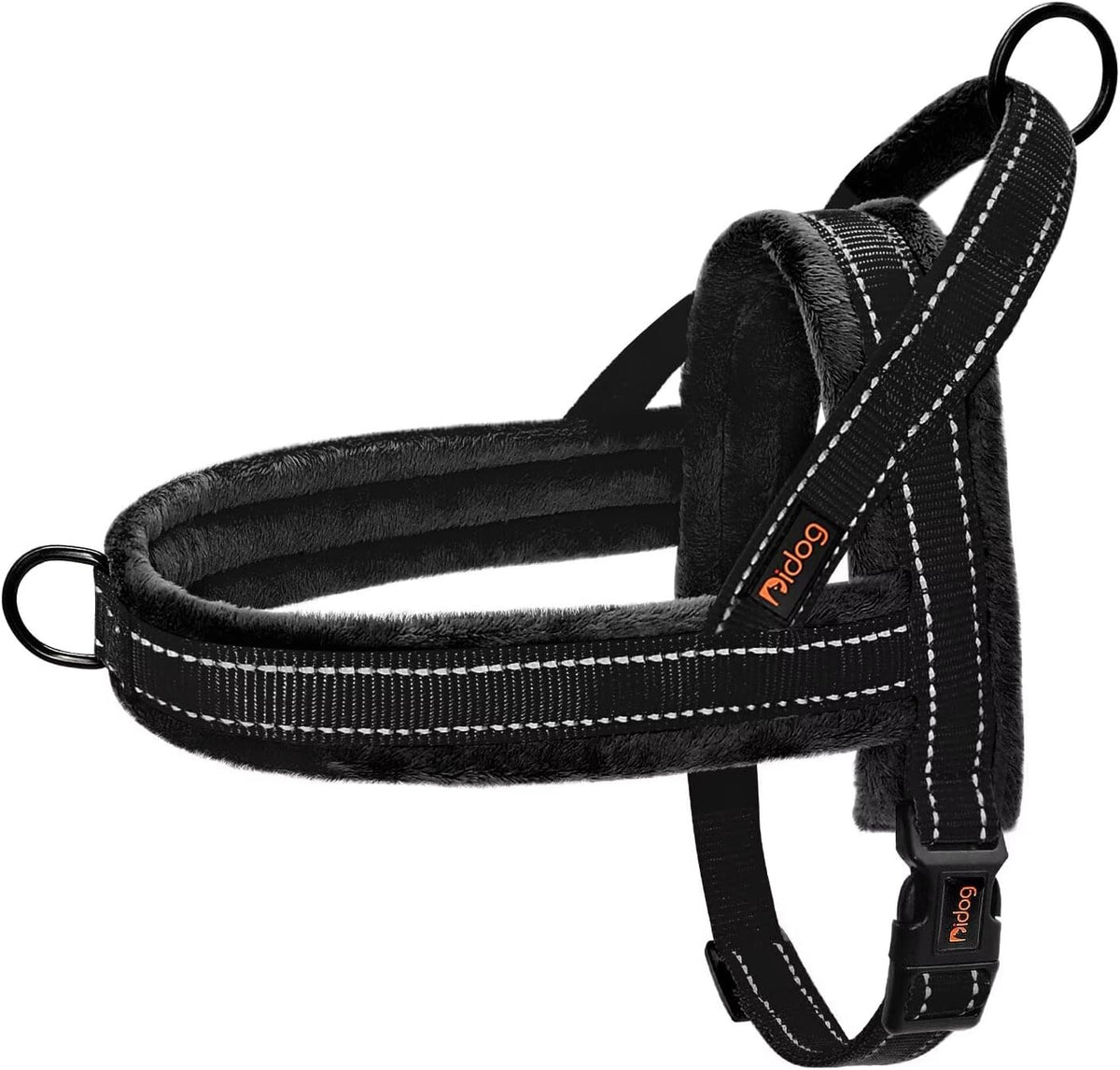No Pull Dog Harness for Small Dogs, Soft Flannel Padded, XS - M:chest 21-27" / Black