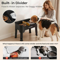 URPOWER Mess Proof Elevated Dog Bowls 4 Height Adjustable Raised Stand – Essentials for Dogs - Matte Black / Small - image 3