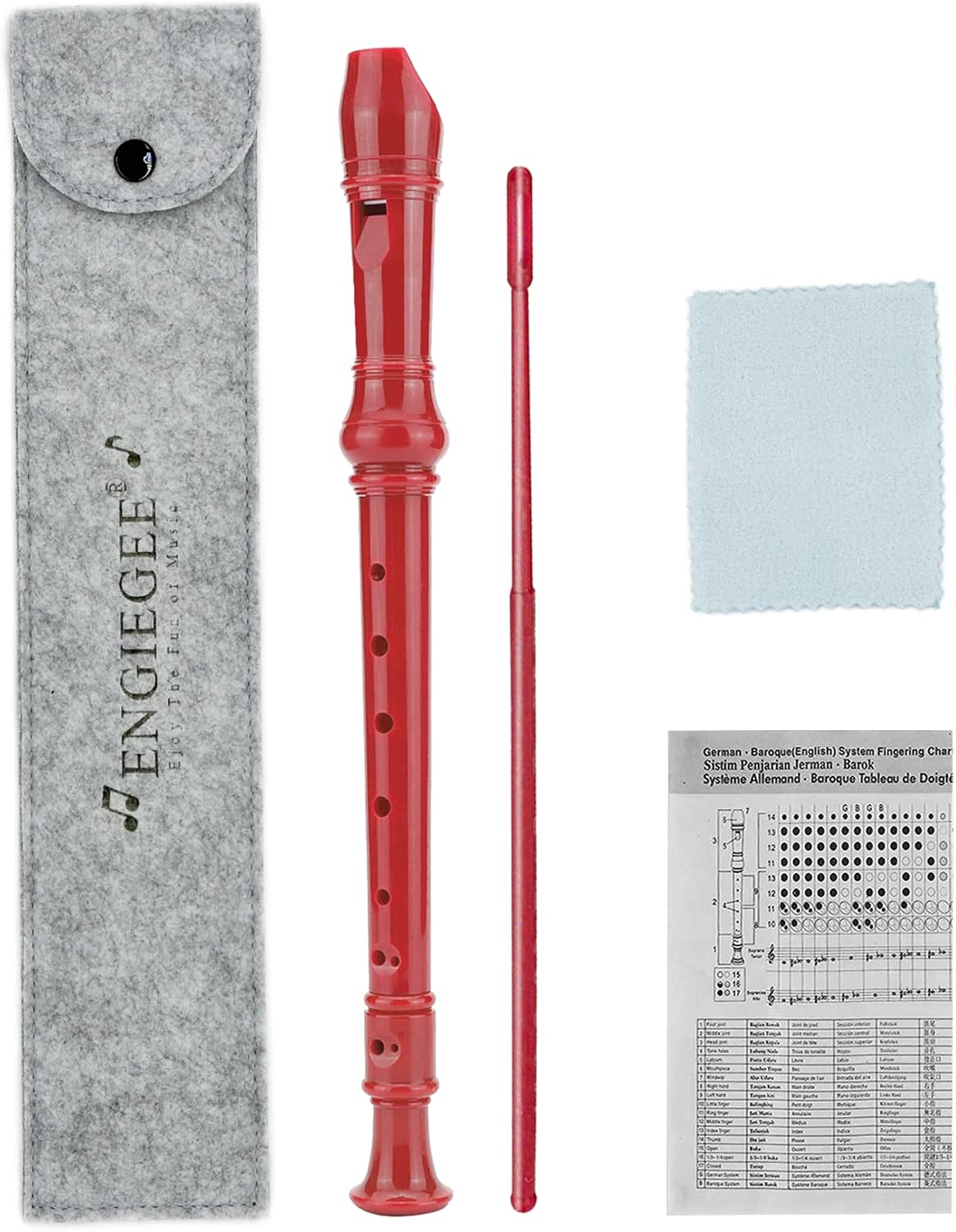 Felt Recorder Case for Soprano, Gray, for Kids – Fun for Kids & Family - Red
