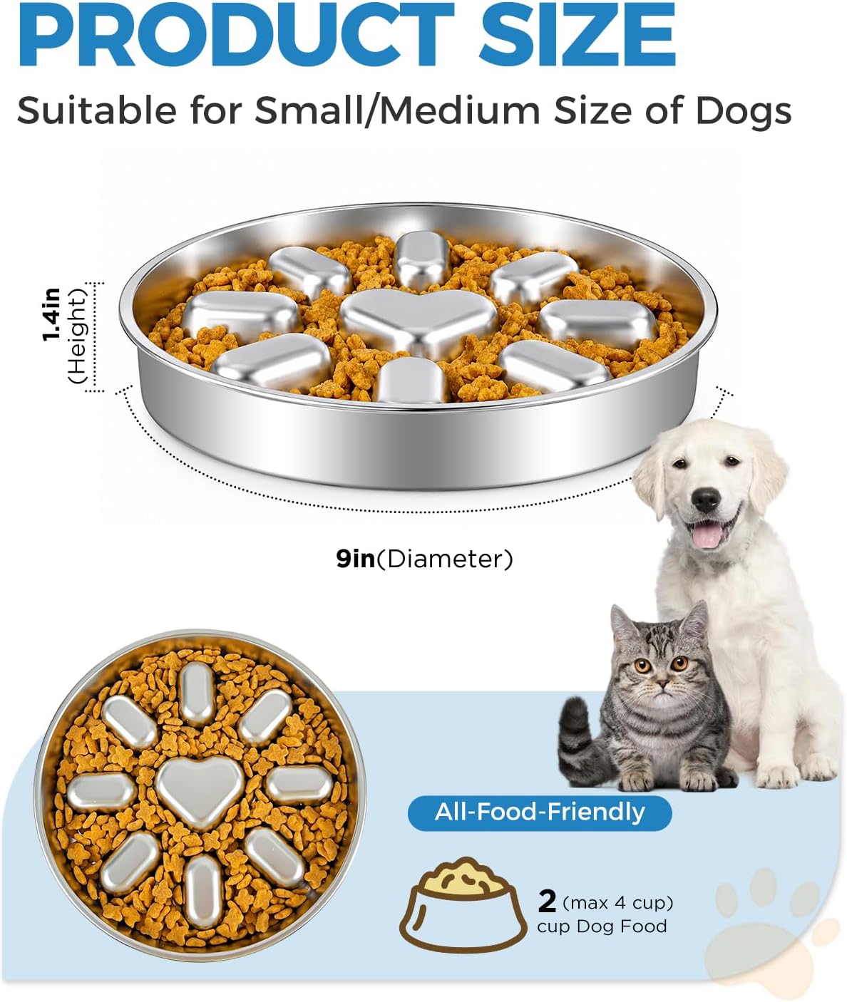 Slow Feeder Dog Bowls with Non-Slip Mat - 2 Cup Single Pack - image 4
