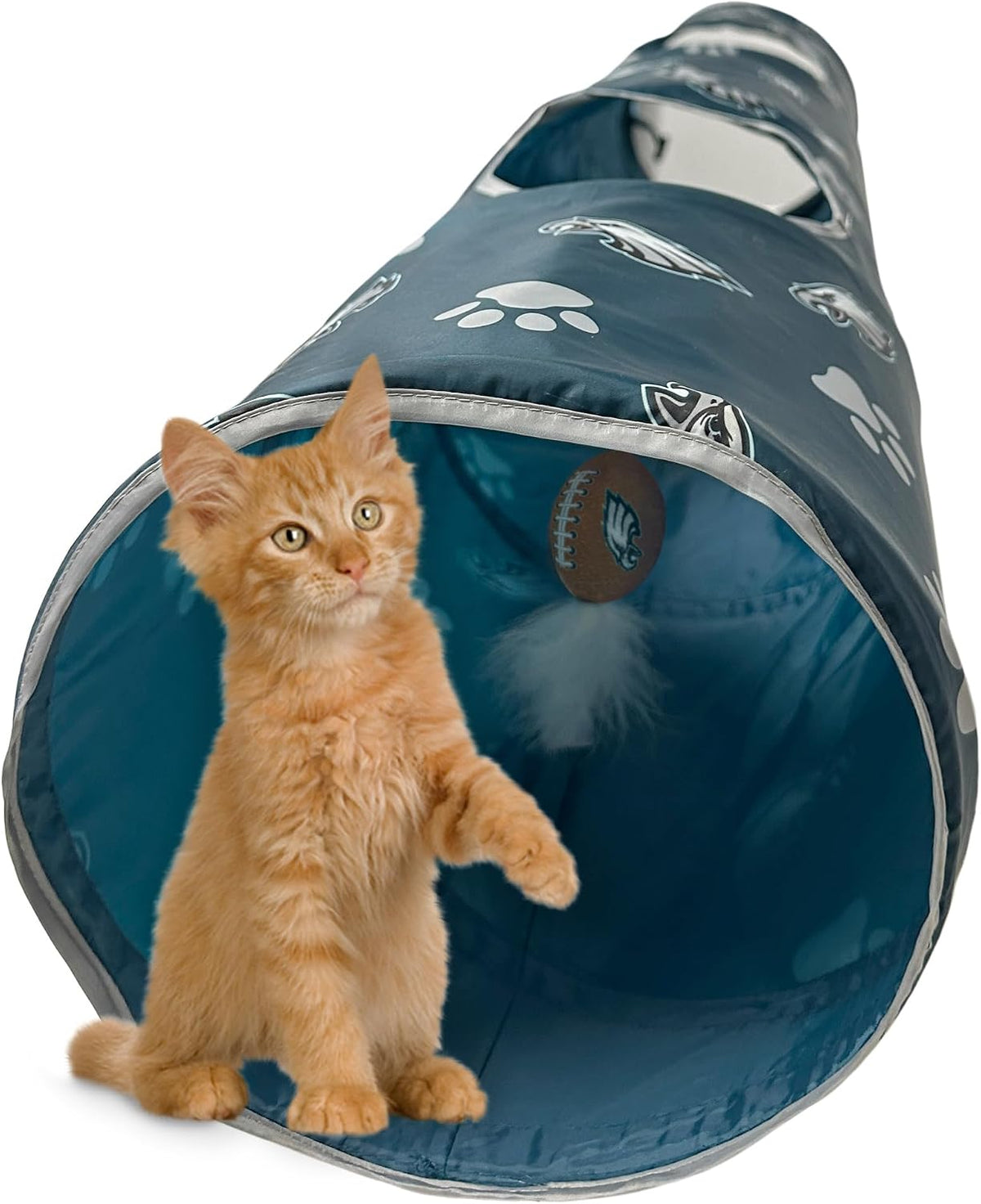 NFL Philadelphia Eagles Cat Tunnel Tube Toy with Plush Football - Philadelphia Eagles - image 3