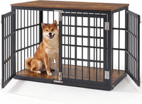 DUMOS Dog Crate Furniture 38 Inch Indoor Crate Dog Cage Wooden Kennel – Essentials for Dogs - Black / 42.1"L x 30.0"W x 30.2"H / 1