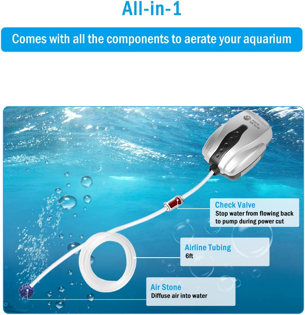 AquaMiracle Aquarium Air Pump Fish Tank Bubbler Aerator - For 1-20 Gallon Aquariums - image 2
