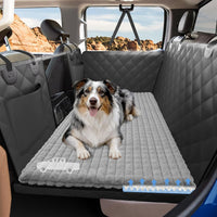 Back Seat Extender for Dogs - XL - for Full Size Crew Cab Truck / Full Size SUV / Black and Modern Gray