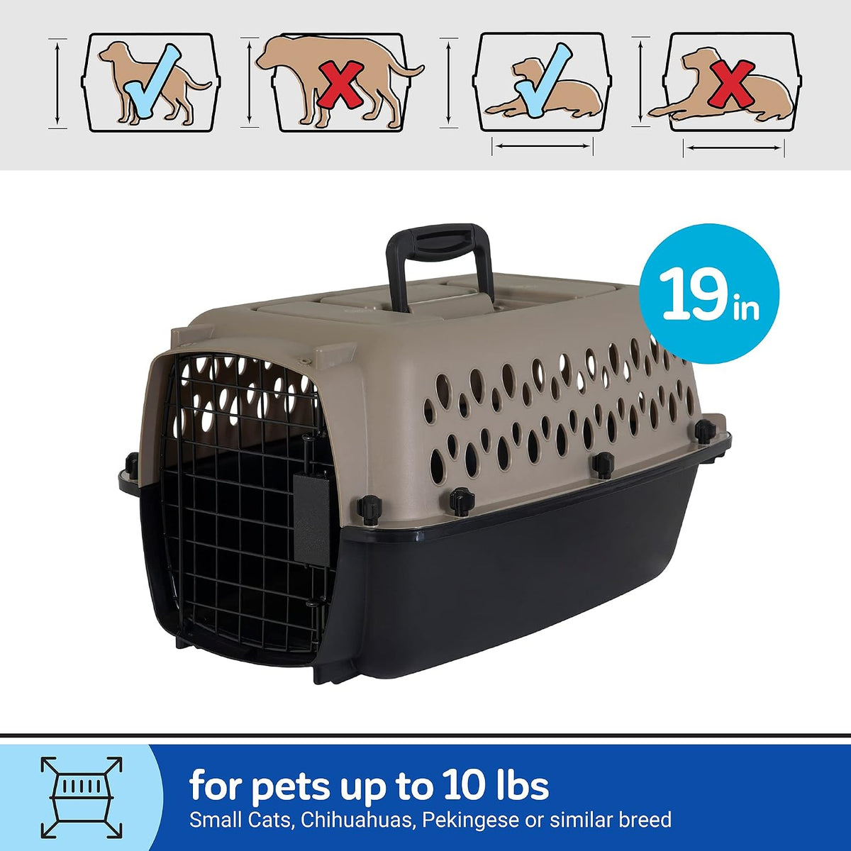 Petmate Vari Dog Kennel, Carrier for Large Dogs, Taupe and Black - 19.0"L x 12.5"W x 10.8"H / Kennel Only - image 2