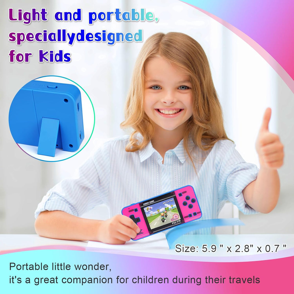 Handheld Electronic Toy for Kids - Blue+pink - image 4