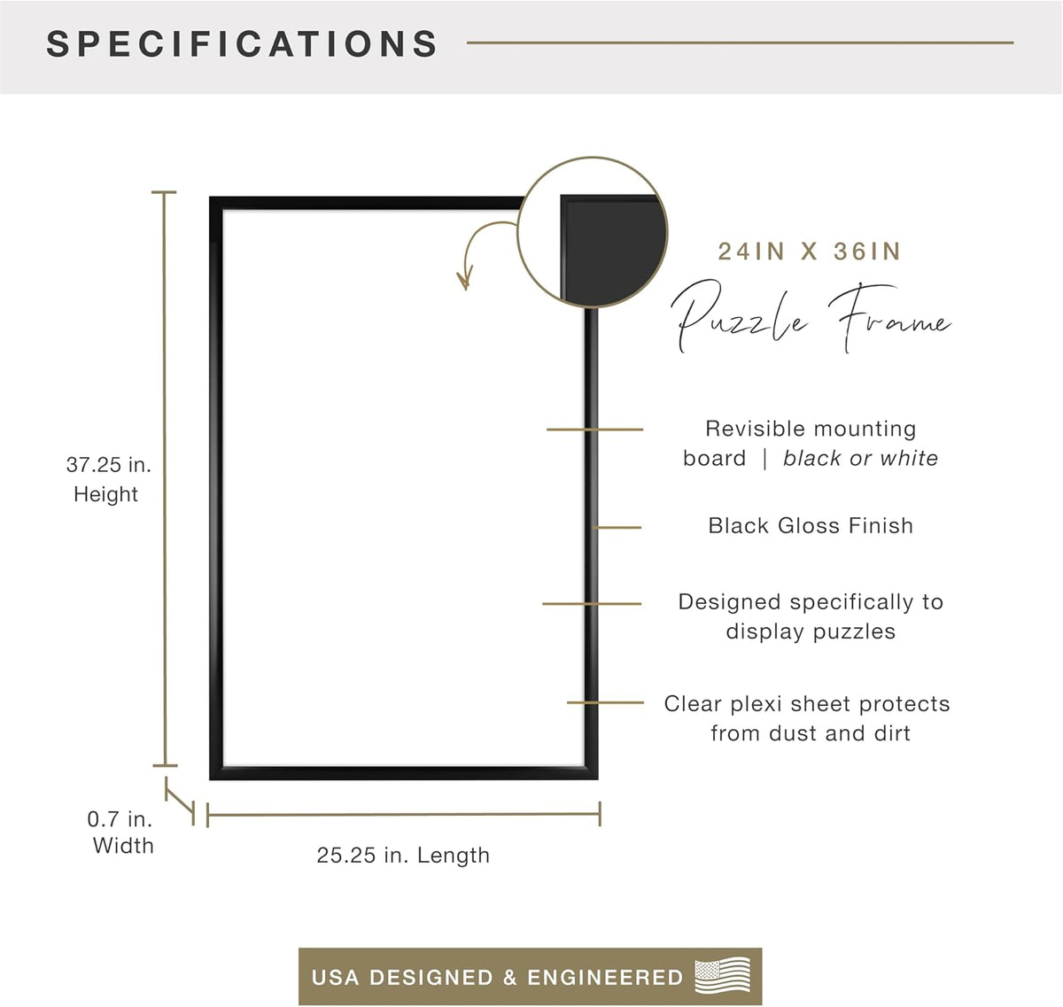 MCS Puzzle Frame, 20x27, Wall-Mounted - 24 x 36 in or smaller / Black - image 3
