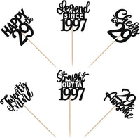 24PCS Black Happy 50th Birthday Cupcake Toppers Fifty Straight Outta - Black / 29th - image 3