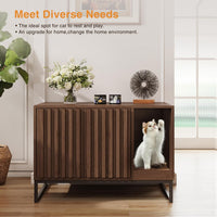 Litter Box Enclosure, Modern Cat Litter Box Enclosure Furniture Hidden Litter Box with Scratch Pad - Brown / 31.5"L x 20"W x 22"H - image 4