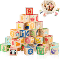 ABC Wooden Building Blocks for Toddlers 1-3 Large - 26 abc blocks