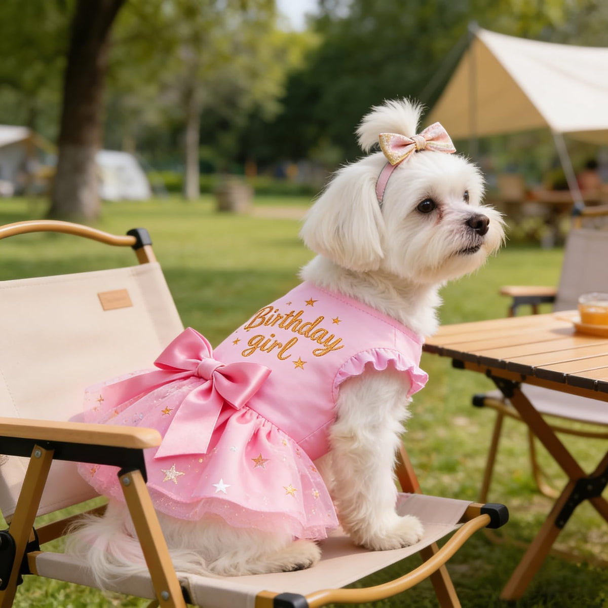 Dog Birthday Dress Tulle with Big Bowknot Princess Dog Cat Birthday - Medium - image 4