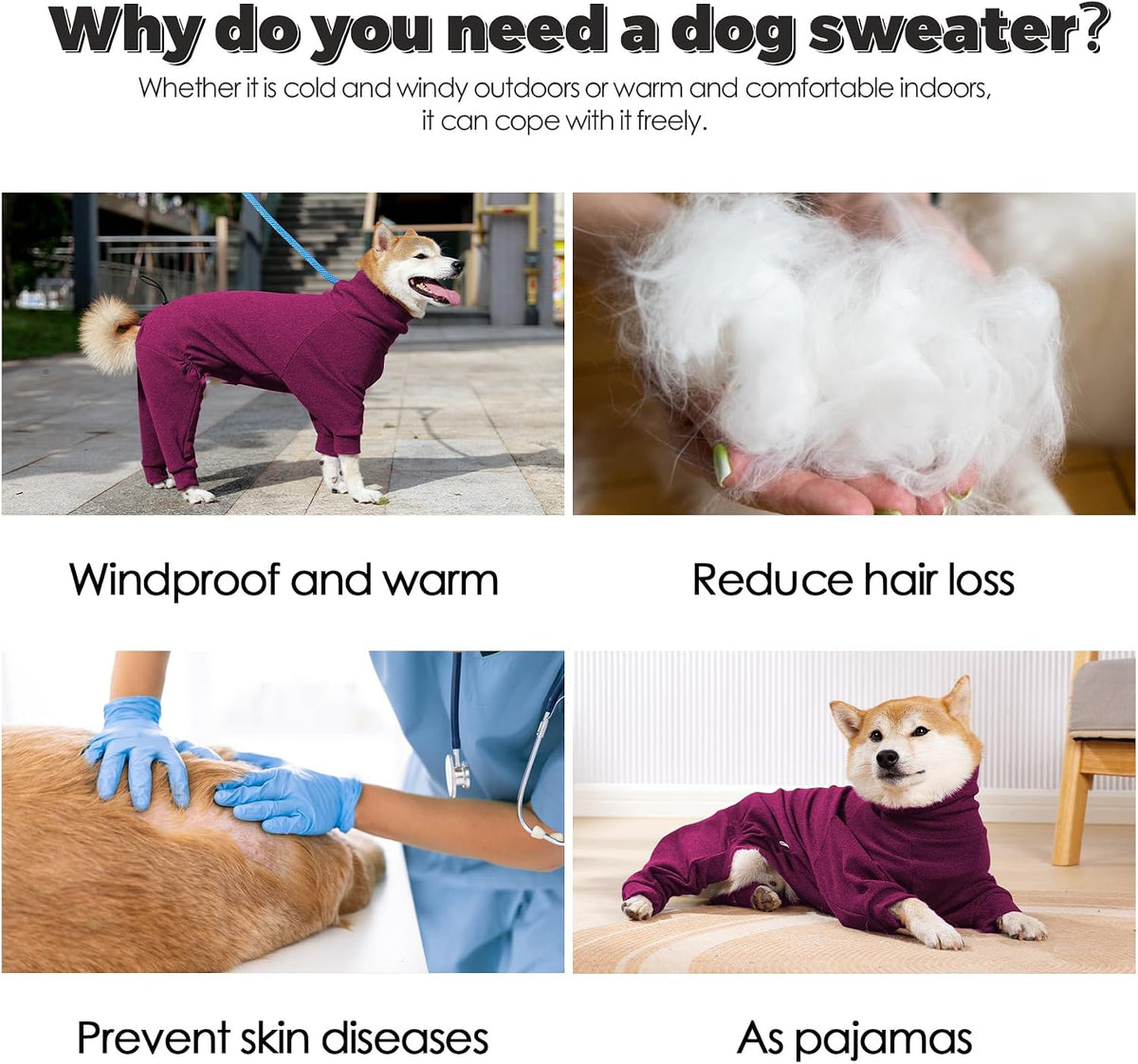 Dotoner Pullover Dog Sweater with Leash Hole - XX-Large / Red - image 3