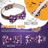 Hillban 50 Pieces Halloween Collar Dog Bow Ties Accessories for Dogs Bow Ties Attachment with Elastic Bands Dog Collar Detachable Charms for Halloween Dogs Collar Accessories