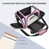 Pet Carrier for Small Medium Cats Dogs Puppies up to 15 Lbs, TSA Airline Approved, Soft Sided, Collapsible Travel - Pink