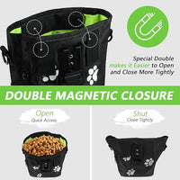 Dog Treat Pouches for Pet Training, Treat Pouches for Pet Training,Large Dog Treat Training Pouch and Dog Clicker,Dog Training Treat Pouch Built-in Poop Bag Dispenser-Black Pattern.