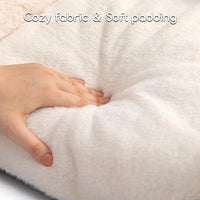 Hollypet Fluffy Plush Dog Cat Pet Couch Soft Calming Sofa Bed for Medium Small Cats and Dogs, Beige