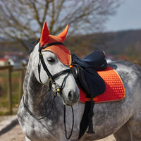 HORZE Adepto Padded All Purpose Quilted Equestrian Saddle Pad for Horses with Two-Tone Trim