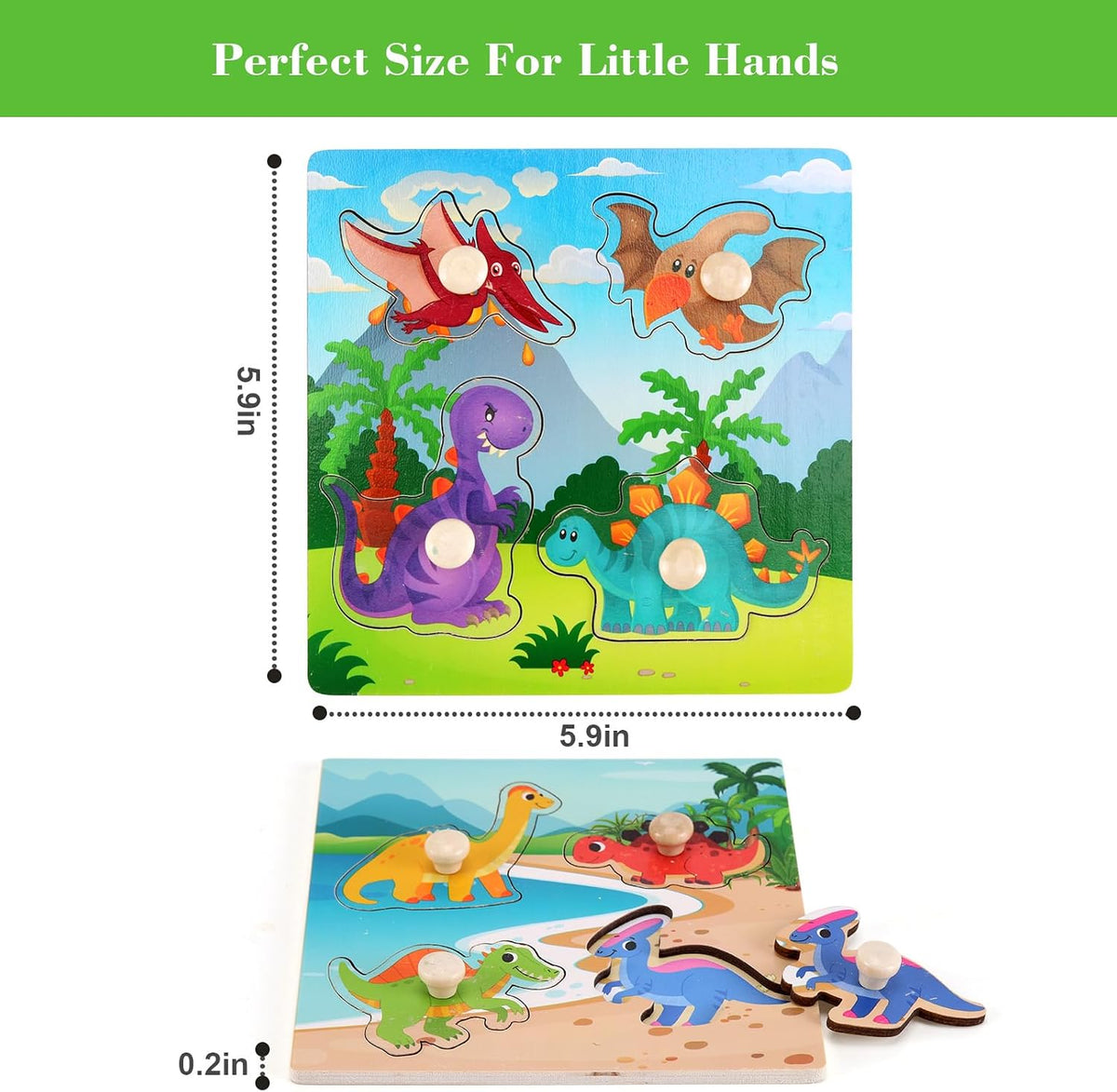 Wooden Peg Puzzles for Toddlers 1-3 - Style B - image 3