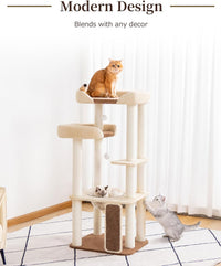 37.5" Cat Tree Tower for Large & Senior Cats, Low-Step Design – Essentials for Cats - White 53'' - image 2
