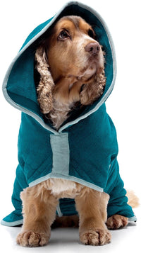 Lucky Pooch Dog Robe, Luxurious Dog Bathrobe - XL / Teal