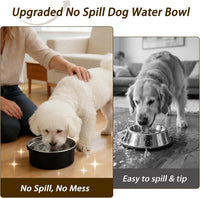 Dog Water Bowl No Spill, 1.5L/50oz Stainless Steel Slow Water Bowl for Dogs, Spill Proof Dog Bowl - Black - image 2