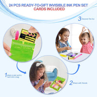 D&N Lifestyle invisible ink pens for kids, 24 UV secret message pens with activity cards and gift ba - view 5