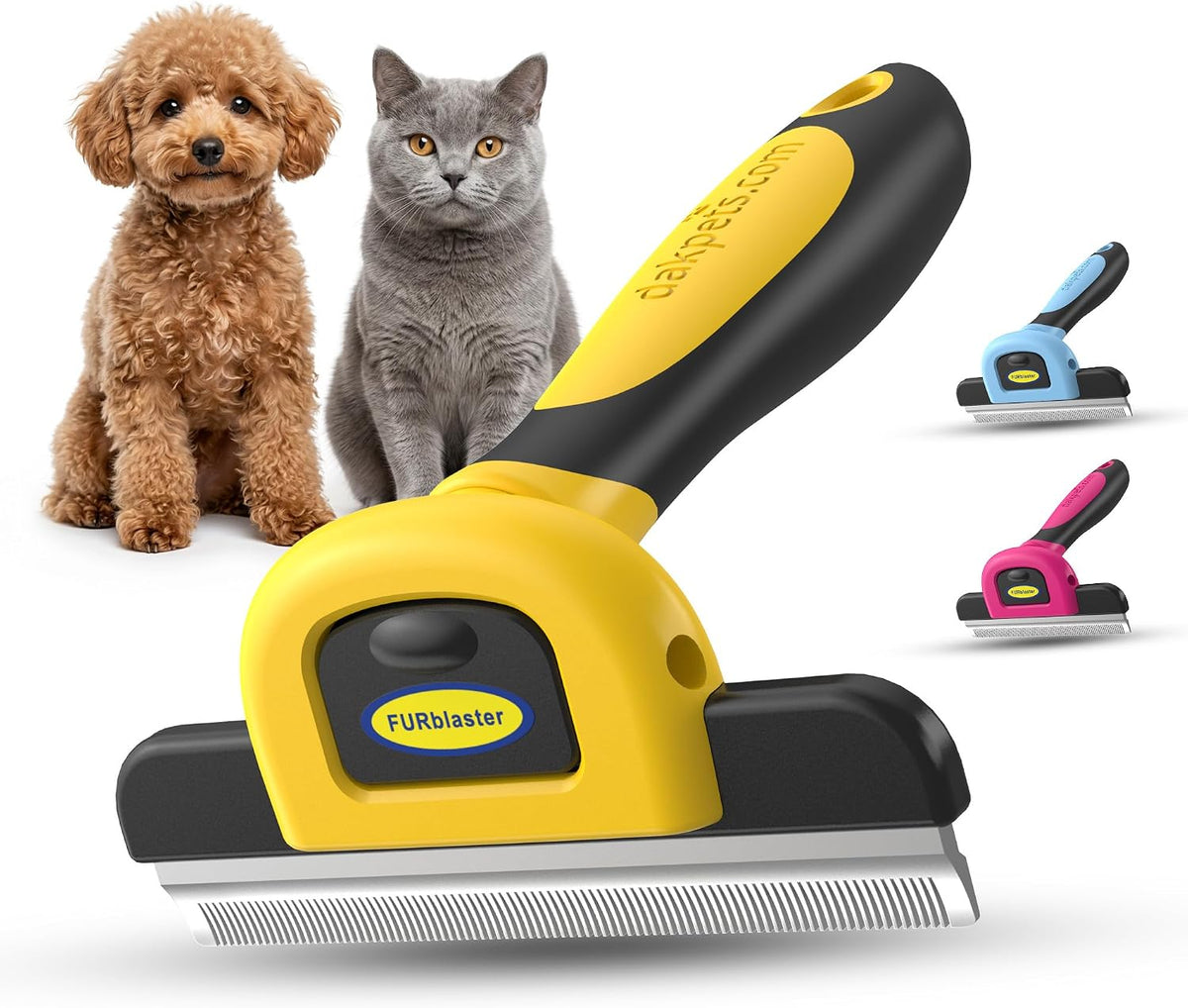 DakPets Stainless Steel Deshedding and Dematting Tool - Yellow