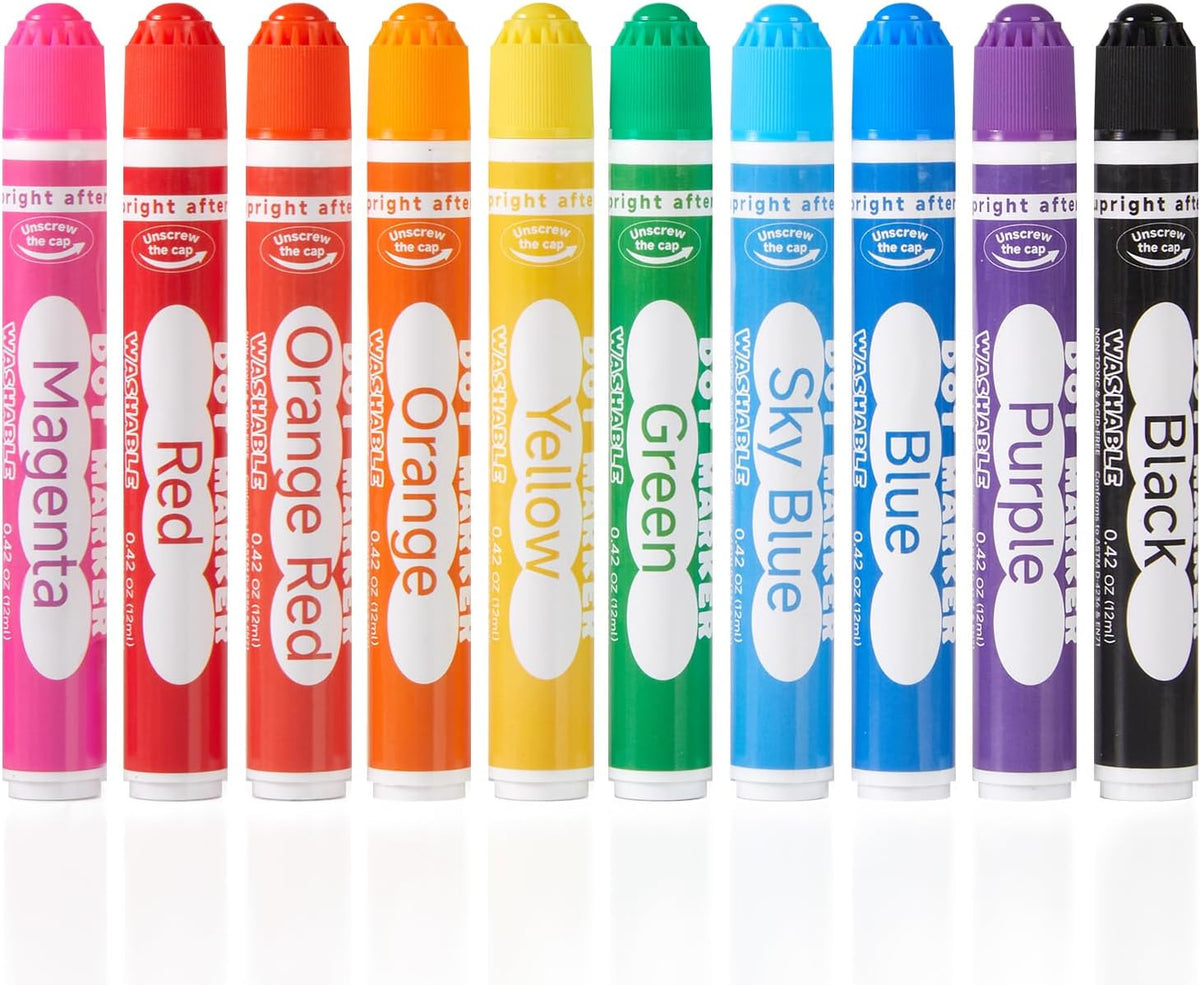 Shuttle Art Dot Markers, 10 Colors Washable Markers for Toddlers - 10 Colors / 10