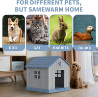 DRATO Dog House Indoor Outdoor for Small to Large Sized Dogs Indoor Outdoor Doghouse Puppy Shelter with Elevated Floor, Easy to Assemble (Blue, 38Inch(37.8 * 40.87 * 38.82))