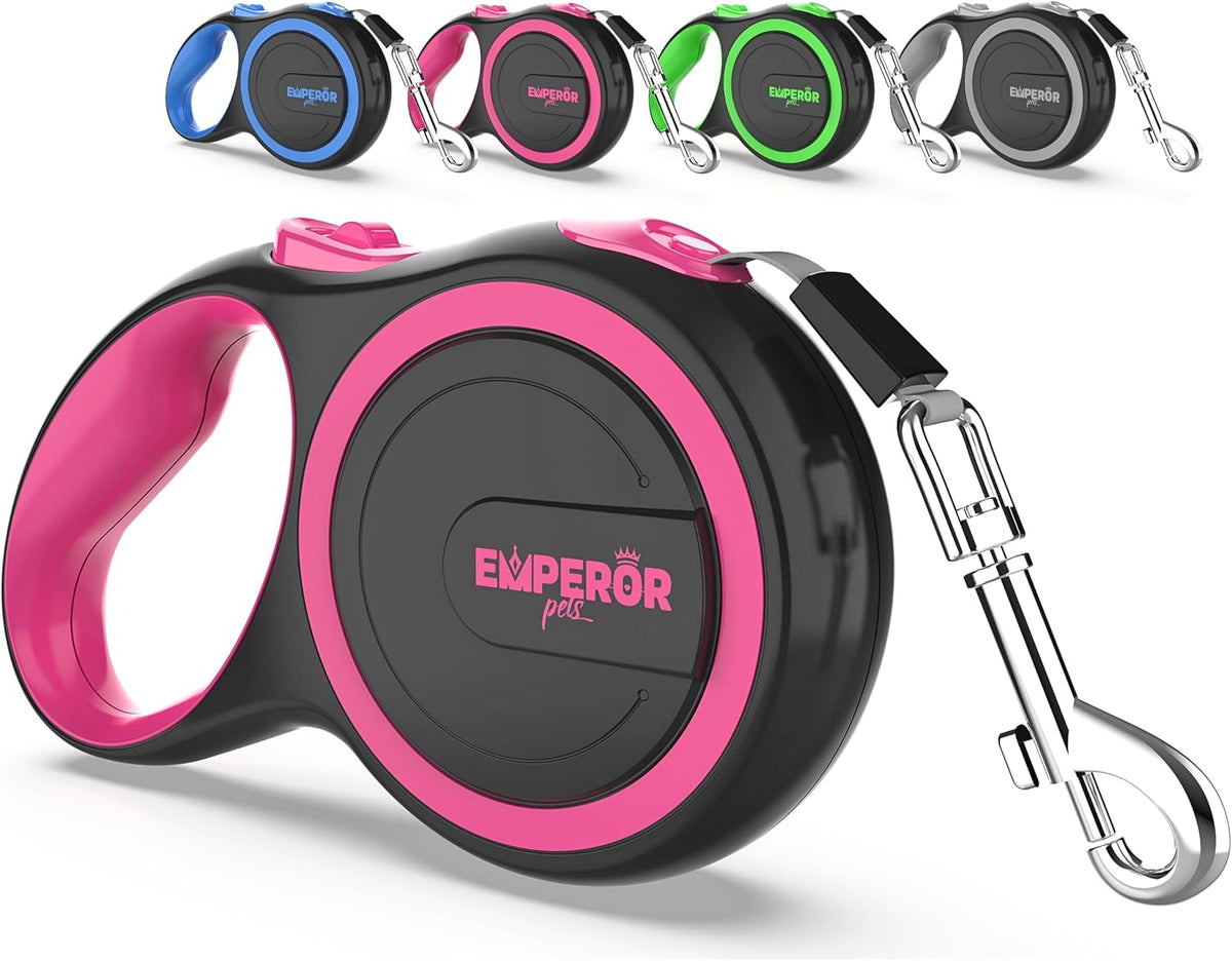 26.1 ft Retractable Dog Leash, for Dogs 10-110 lbs - Medium - 16 ft / Pink