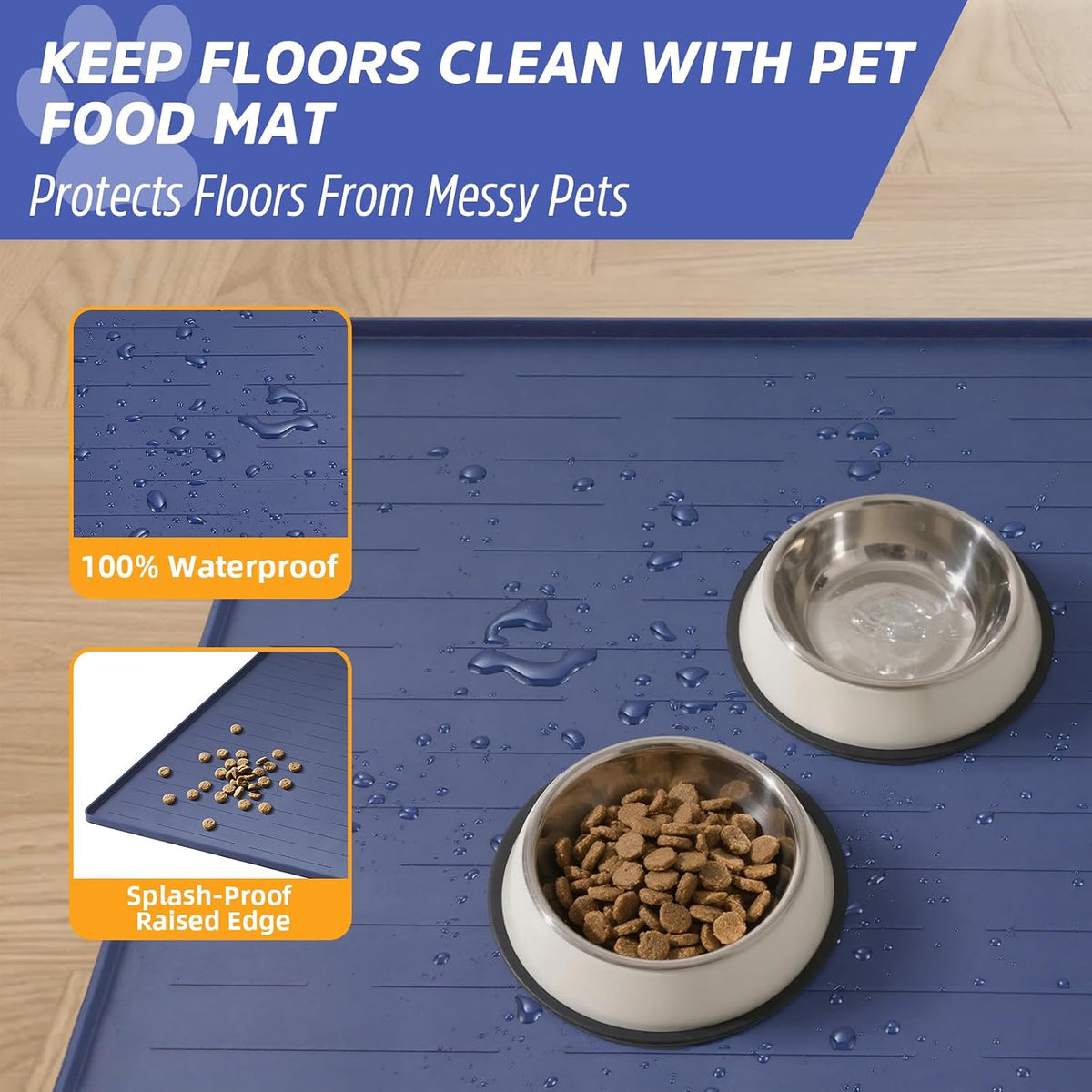 Large Dog Mats for Food and Water - Blue / 40"L x 30"W - image 3