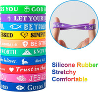 Bible Verse Bracelets – 80 Pcs Bulk Jesus Silicone Wristbands – Fun for Kids & Family - Bright Color - image 3