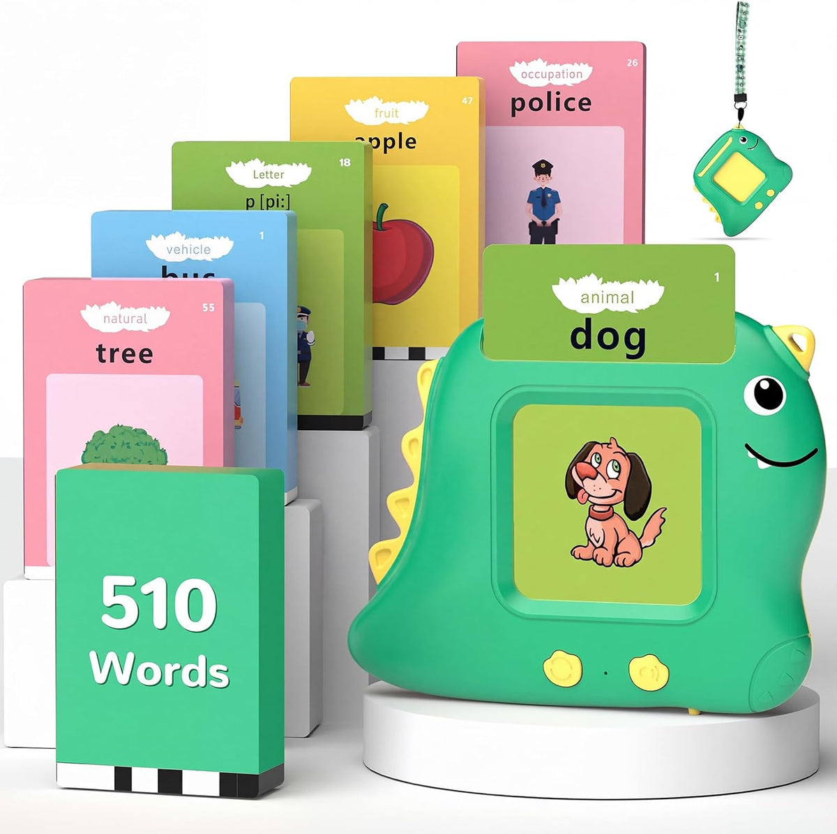Alotwan Talking Flash Cards with 510 Sight Words - Green / 510 Words English