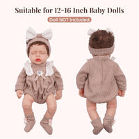 BABESIDE 3 piece baby doll clothes set, pink knit romper with headband and socks - view 6