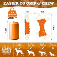 Dog Toys for Aggressive Chewers Large Breed, Tough Bones, Nylon Puppy Teething Chew Toys Medium Dogs, Heavy Duty Peanut Butter Flavor Toys