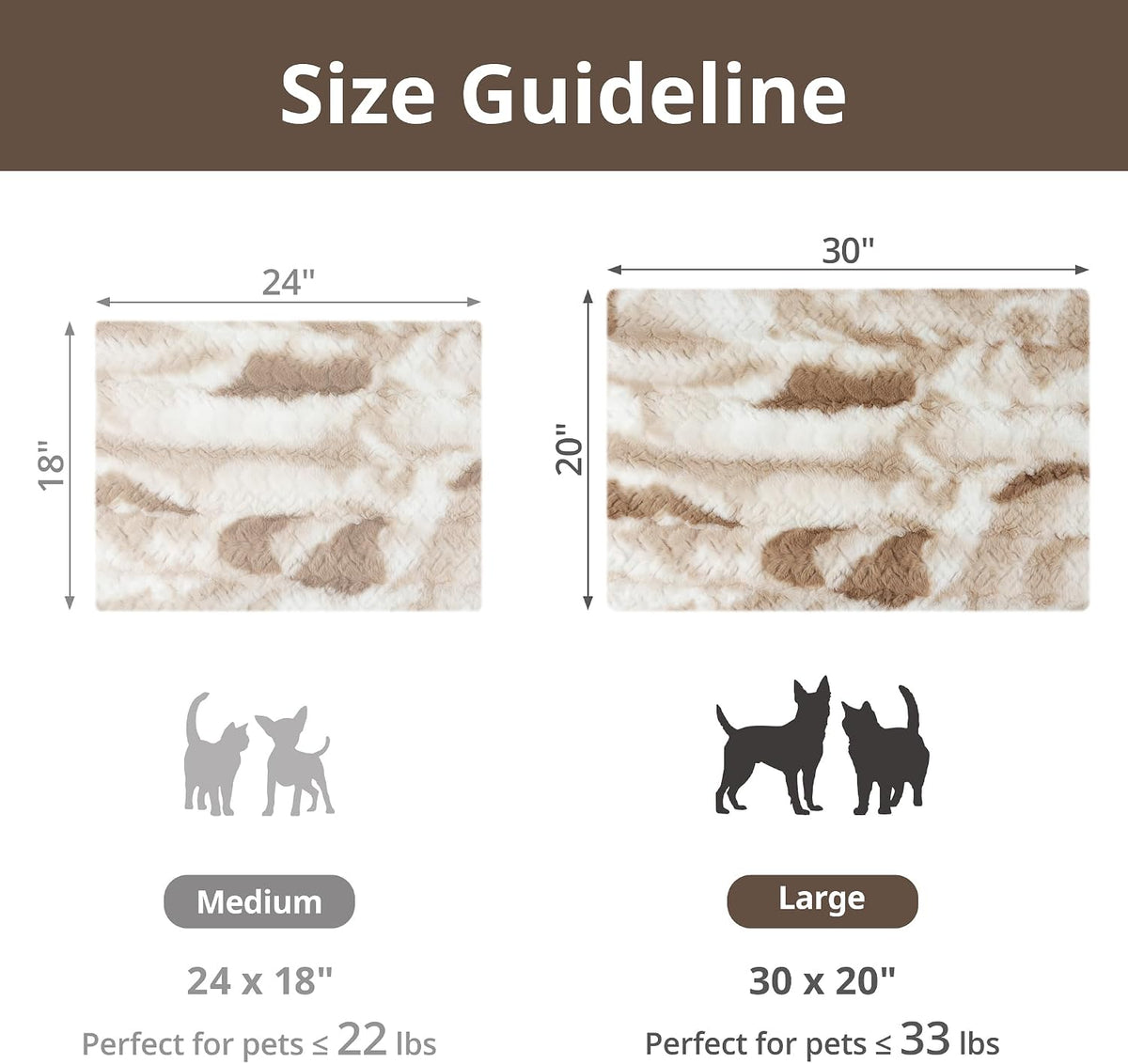 Self Warming Cat Pad, 24" x 18" - Brown / 30 x 20 in - image 2