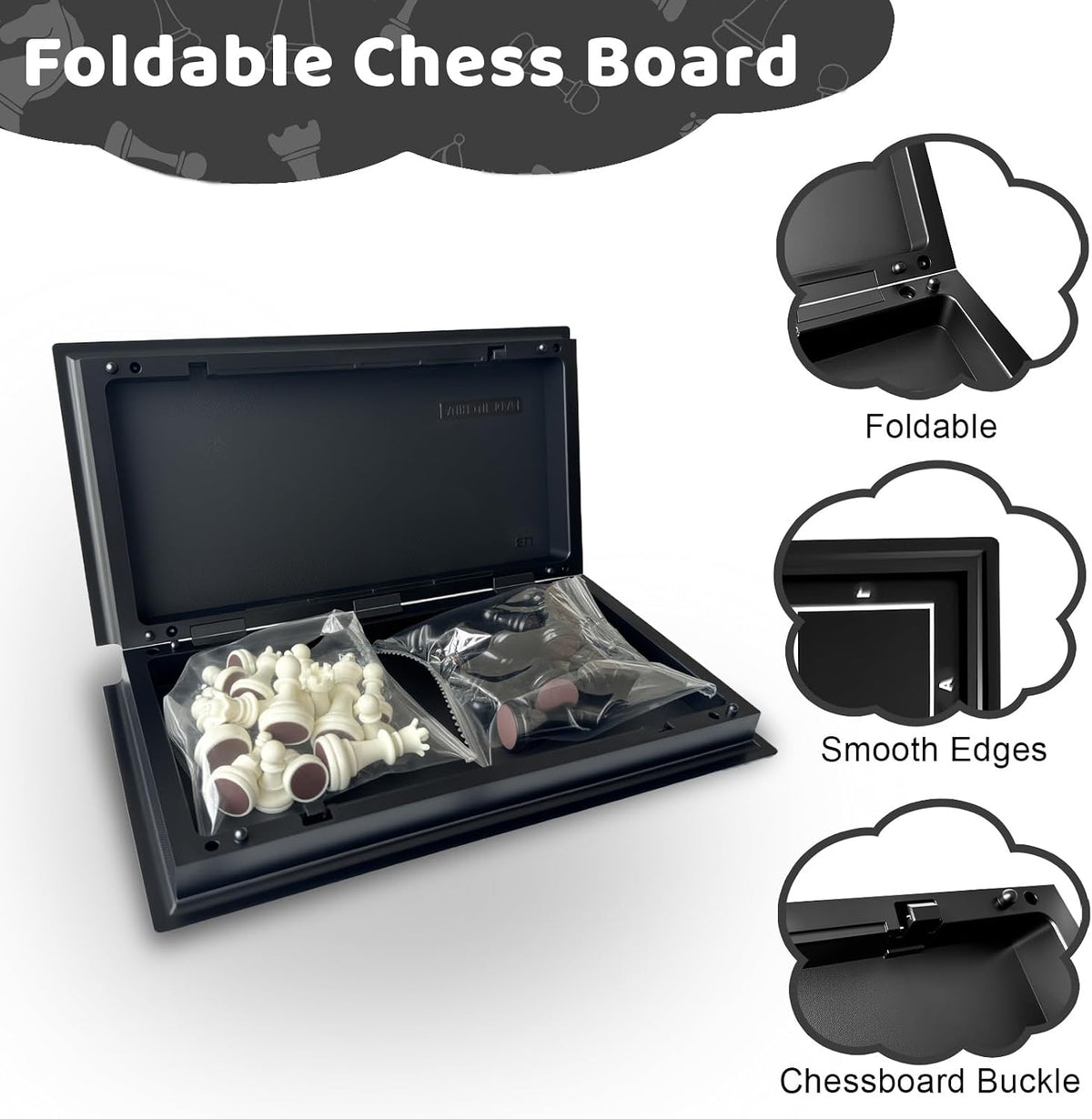 Travel Chess Set, 10 inch Magnetic Chess Board with 2 Extra Queen Portable Folding Board Chess - image 4