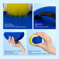 EVERICH TOY Toss and Catch Ball Game Set - Dark Blue Yellow / 2 Paddles 2 Balls - image 3