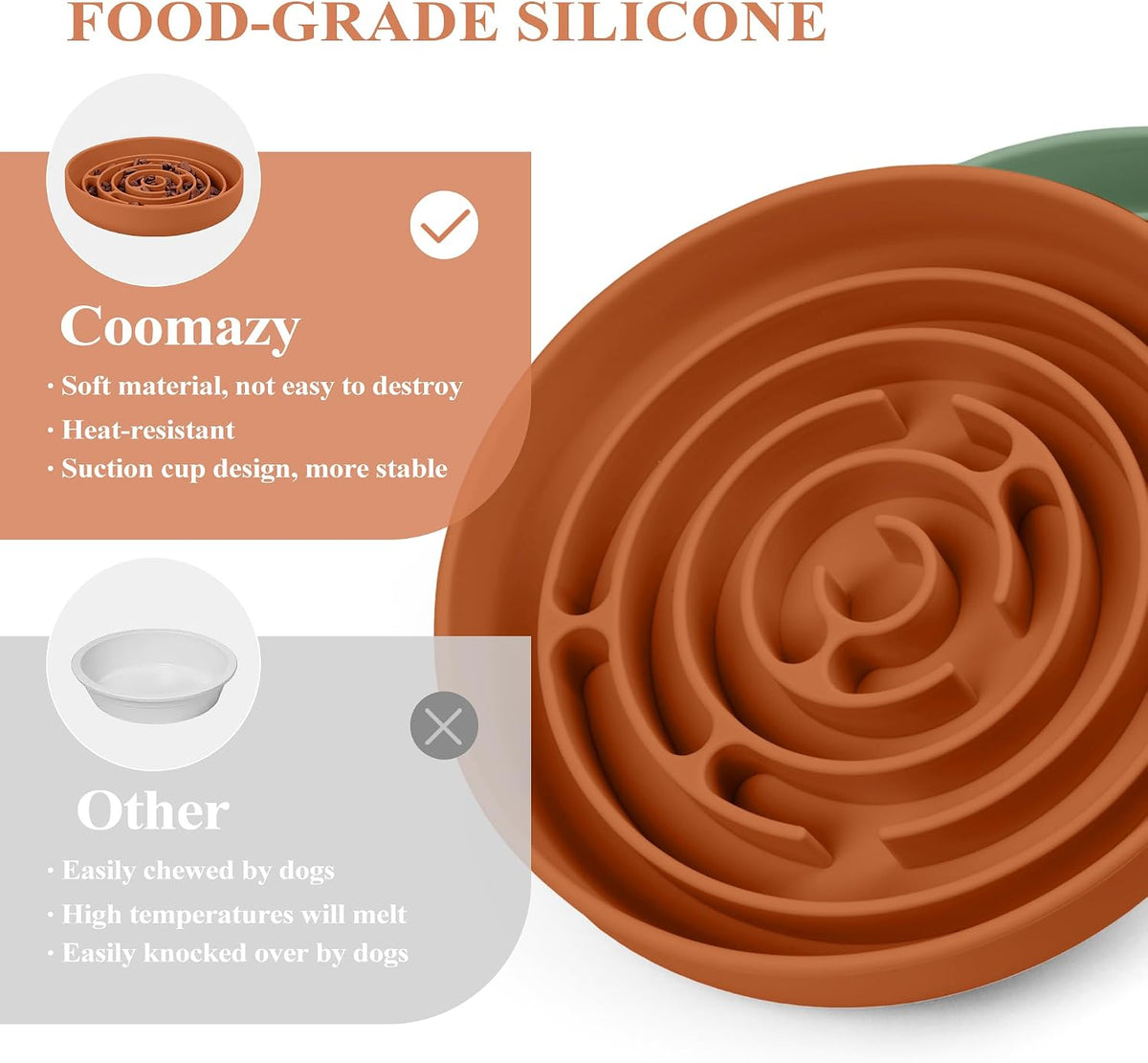 Coomazy Extra Large Slow Feeder Bowl - Orange / L - image 4