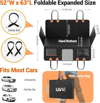 Hard Bottom Car Seat Cover for Dogs,Waterproof Dog Seat Cover for Back Seat Extender,Scratch-Proof and Anti-Slip Car Dog Hammock for Large Dogs SUV,Black(Holds 500 Lbs)