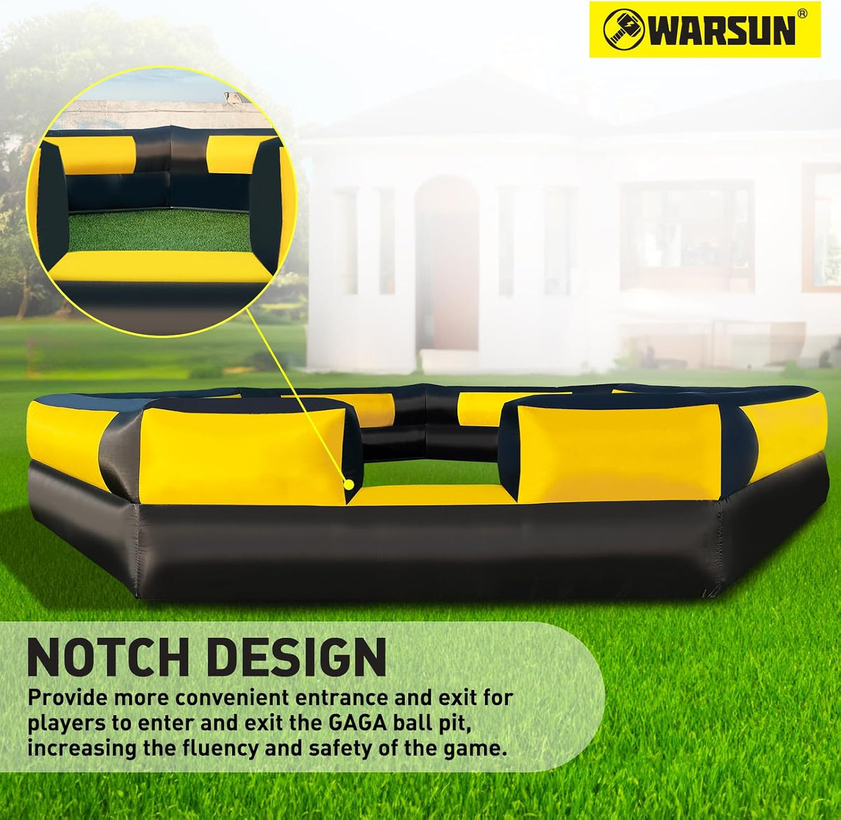 WARSUN 15 ft inflatable gaga ball pit with notched entry and built-in blower - view 13